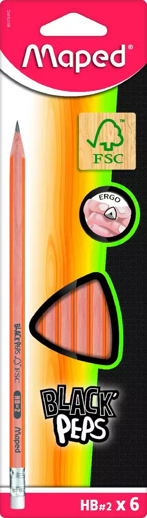 Lyijykynä maped HB kumilla 6kpl kp - Lyijykynät ja lyijyt - 3154148517313 - 1