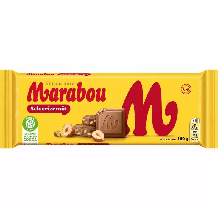 Marabou Schweizernöt suklaalevy 160g - Suklaat - 7622202238383 - 1