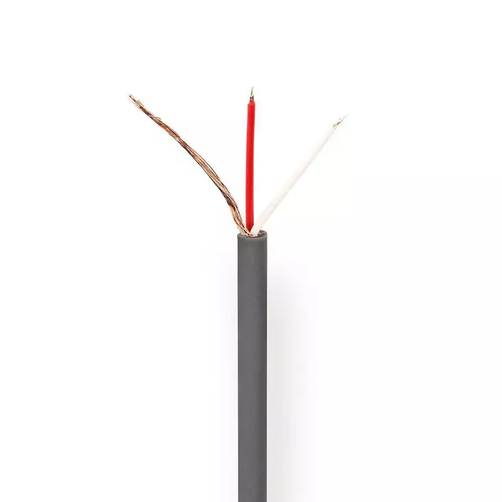 Mikrofonikaapeli 2x0.12 mm² kupari 100m pyöreä PVC tummanharmaa - Asennuskaapelit ja sähköjohdot - 5412810296323 - 1