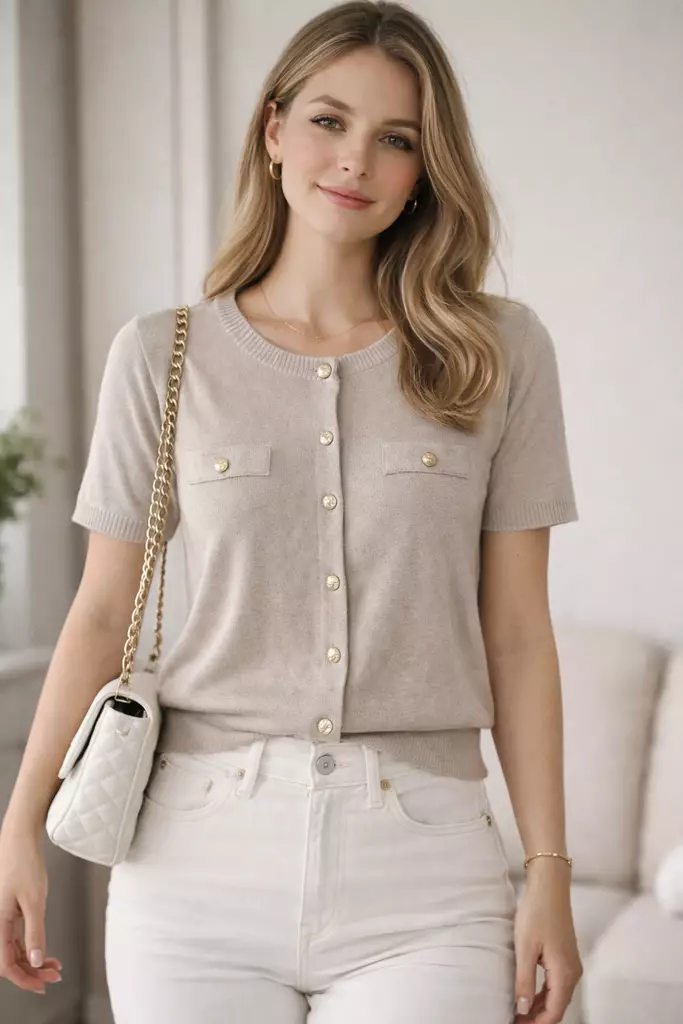 Mingel neuletakki beige - Naisten paidat ja puserot - 733056416655 - 1