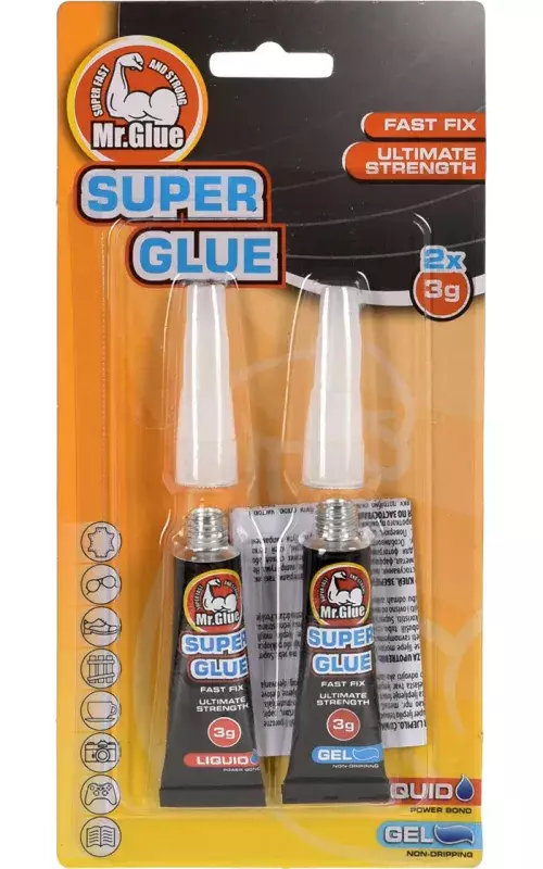 Mr.Glue pikaliima geeli ja nestemäinen 2x3g - Pikaliimat - 8720573493963 - 1