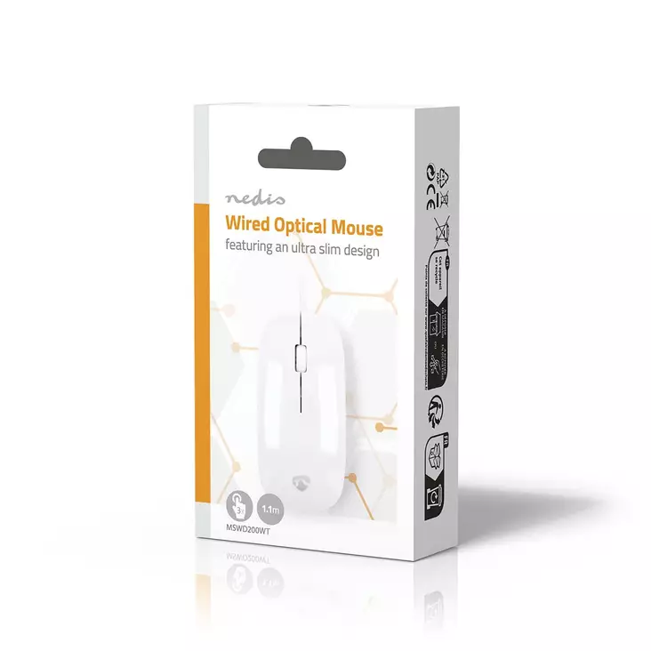 Nedis langallinen hiiri valkoinen - Hiiret ja näppäimistöt - 5412810266203 - 1