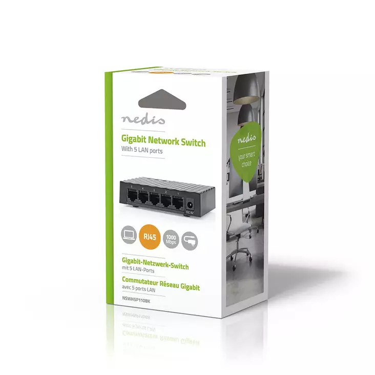 Nedis verkkokytkin 5-porttia 1 Gb/s - Muut tietokonetarvikkeet - 5412810417353 - 1