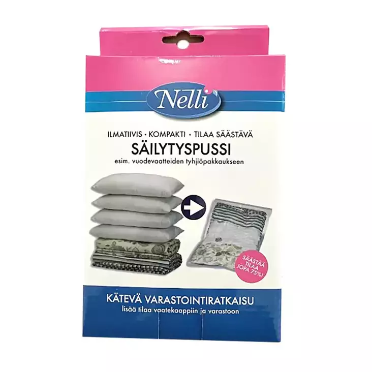 Nelli vakuumi säilytyspussi 130X100cm - Tyhjiöpussit tekstiileille - 6438159081443 - 1