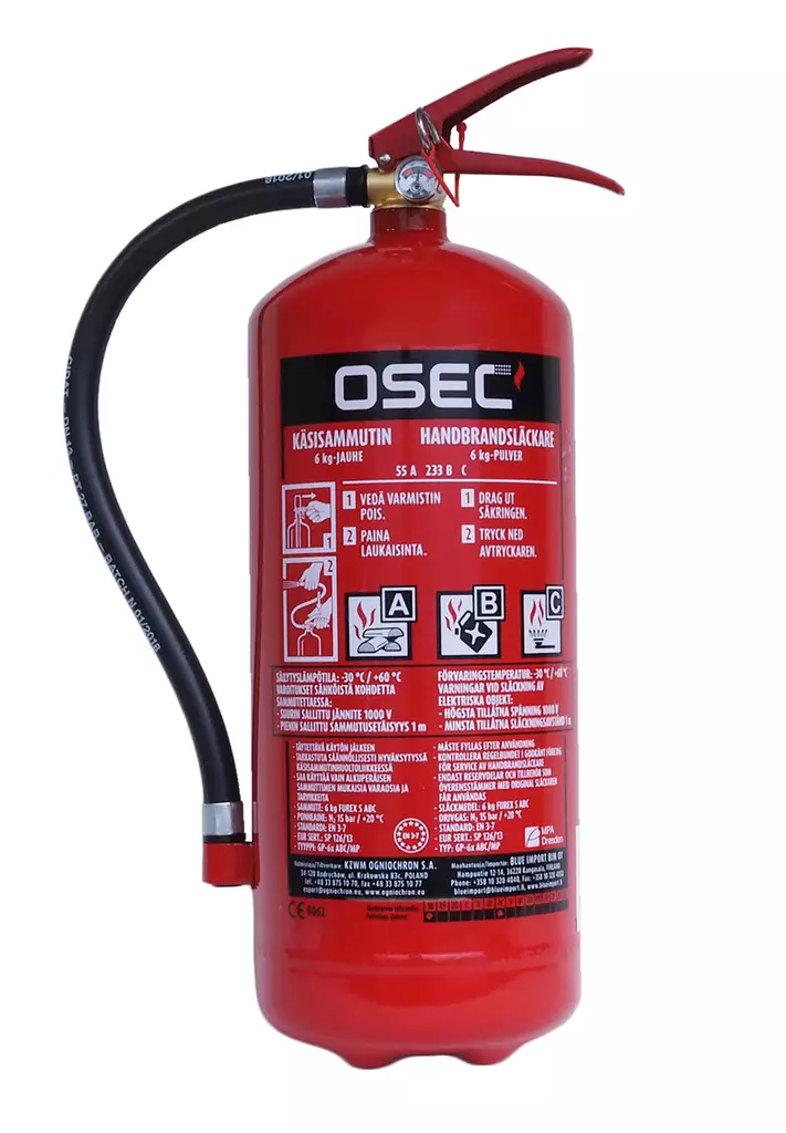 Osec jauhesammutin 6kg 55a/233b/c - Palosammuttimet ja -peitteet - 6430066033843 - 1
