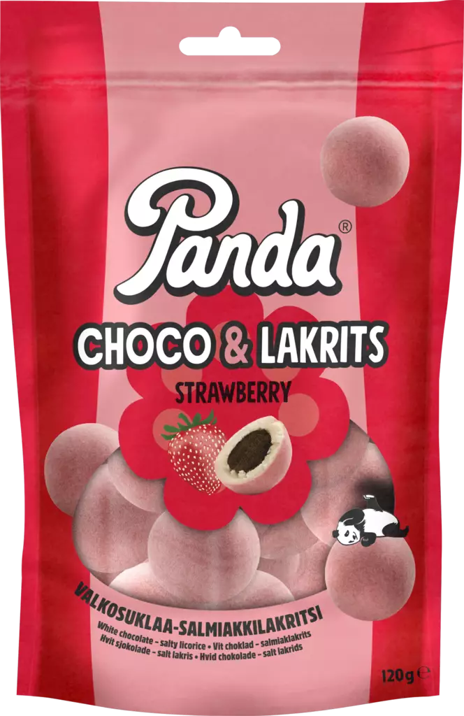 Panda choco lakrits strawberry 120g - Karkit - 6412500032933 - 1