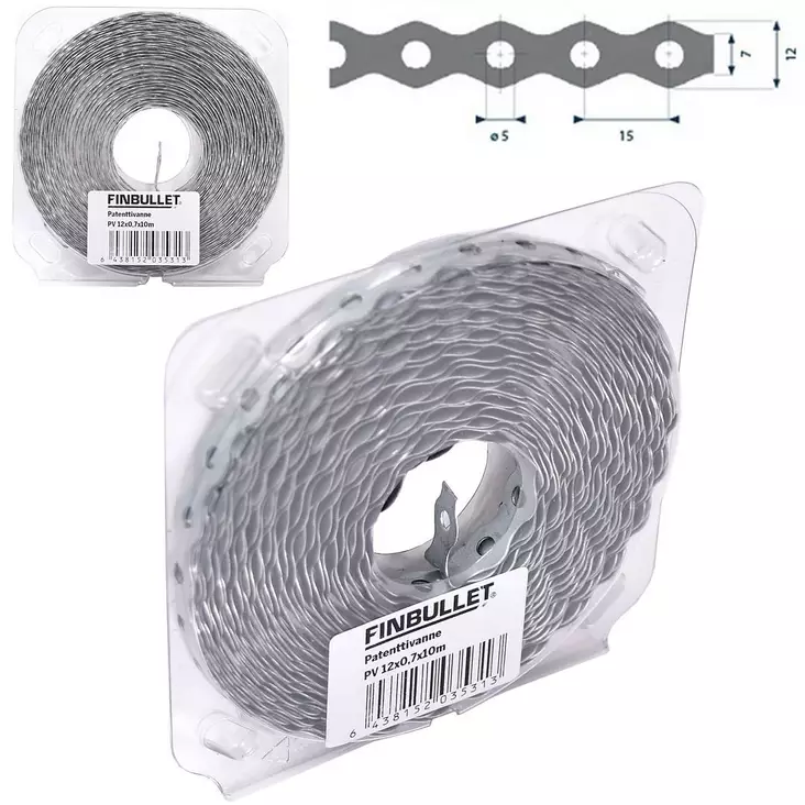Patenttivanne 12 x 0,7 x 10m ø 5 mm - Muut kiinnitystarvikkeet ja lajitelmat - 6438152035313 - 1