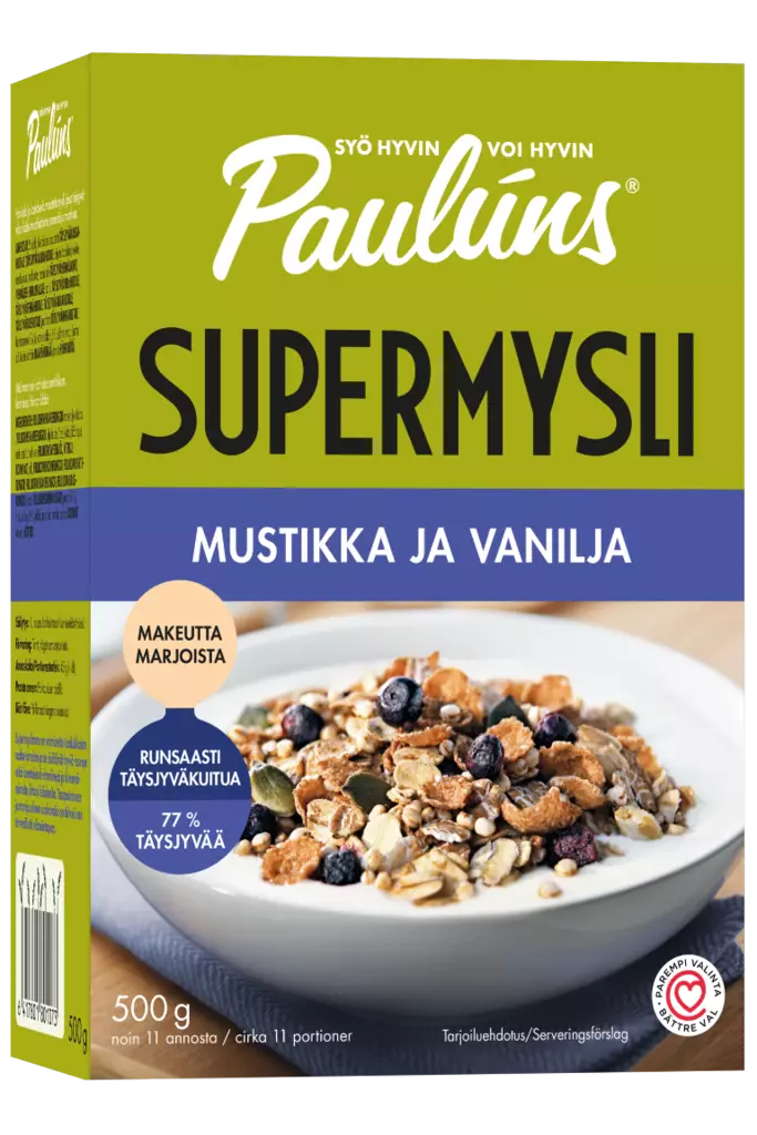 Paulúns 500g mustikka ja vanilja mysli - Murot, myslit ja hiutaleet - 6417801801073 - 1