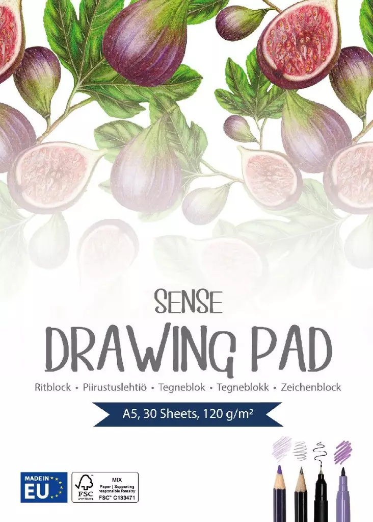 Piirrustuslehtiö Sense A5 30ark - Vihkot, lehtiöt, muistikirjat - 7312460108763 - 1