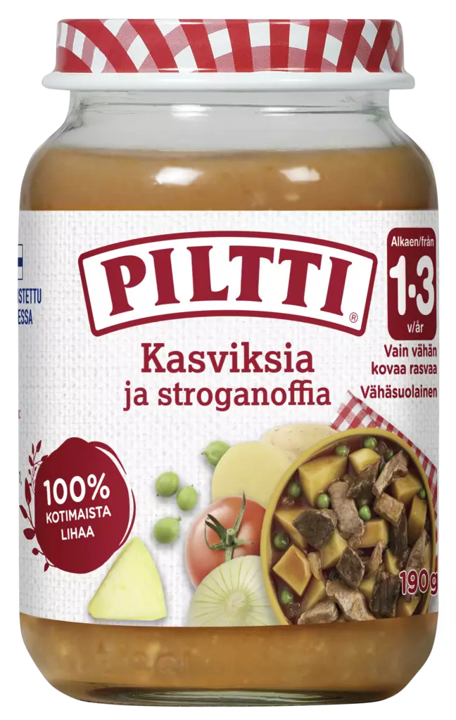 Piltti Kasviksia ja stroganoffia 190g - Lasten ruoka ja juoma - 6417900848603 - 1