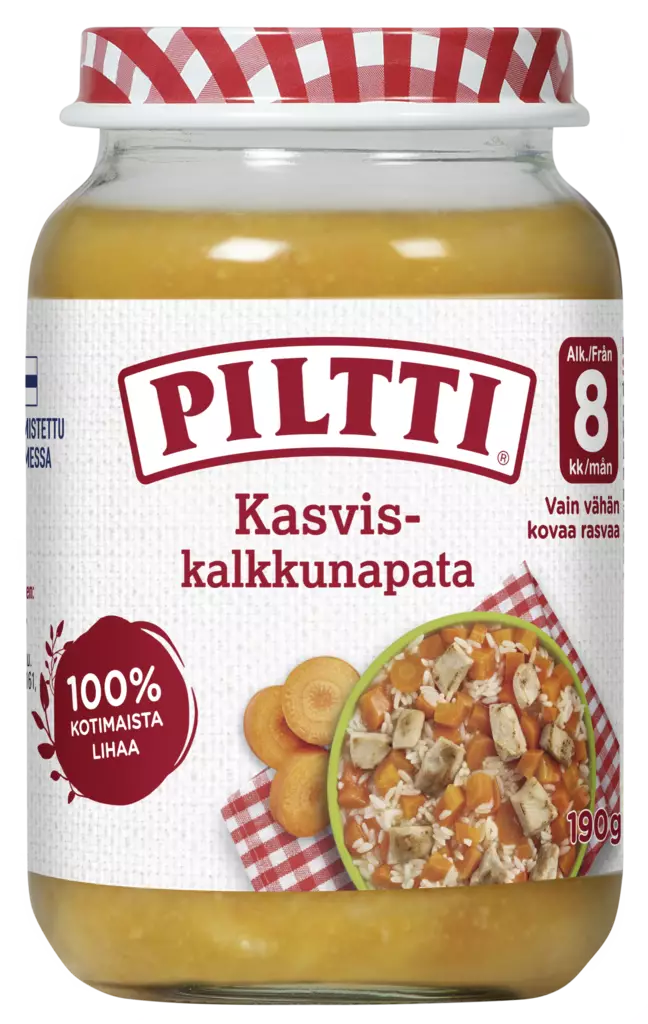 Piltti Kasvis-kalkkunapata 190g 8kk - Lastenruoat - 6417900824003 - 1