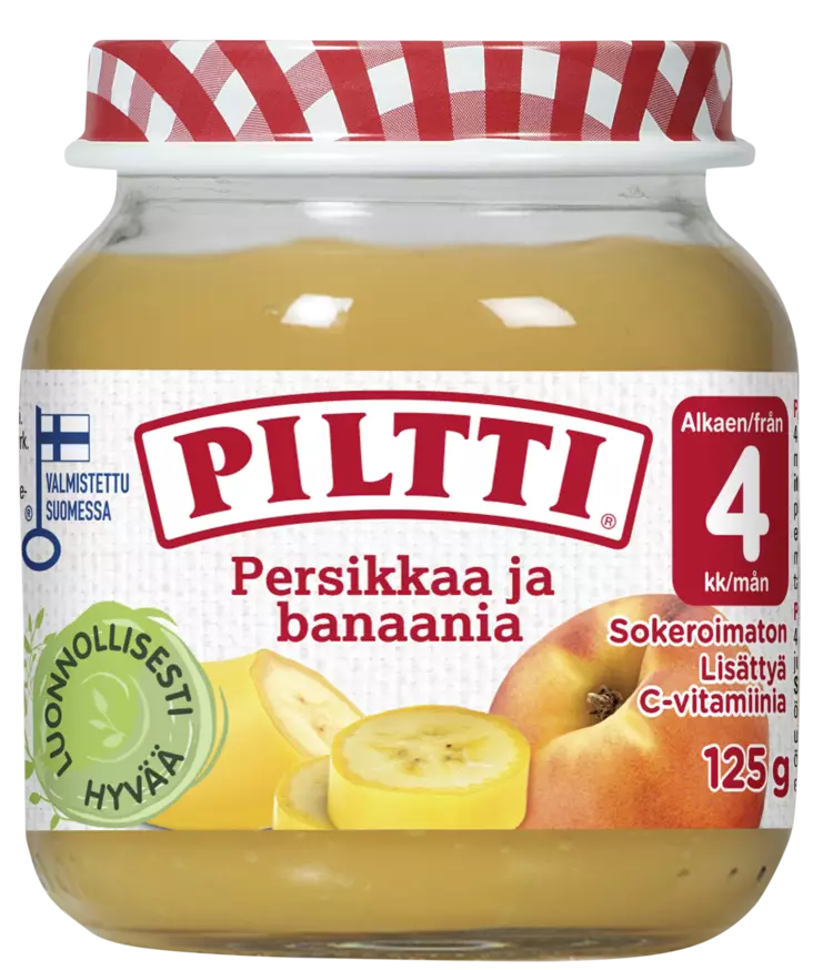 Piltti persikkaa ja banaania 125G 4KK - Lasten ruoka ja juoma - 6417900844803 - 1