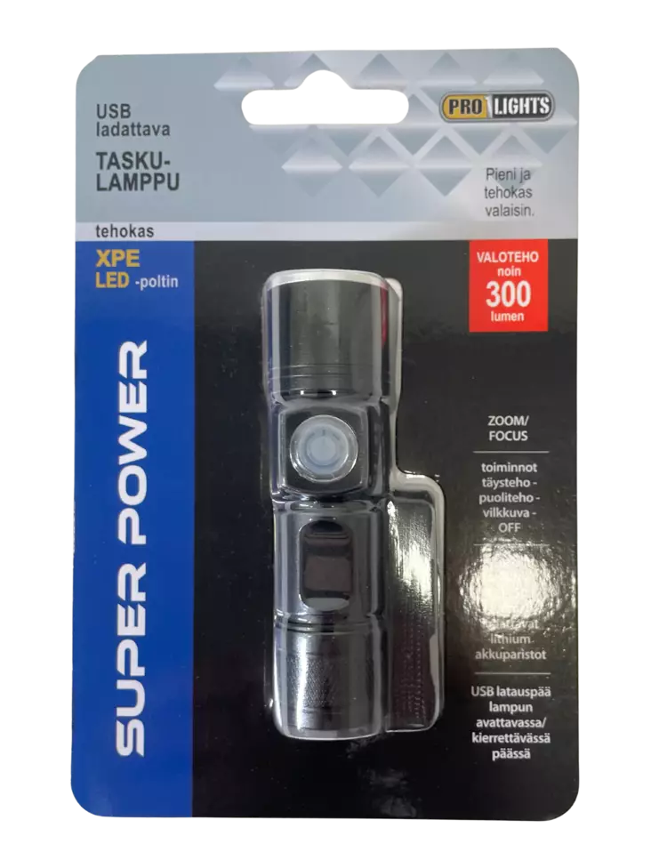 Pro1 Lights LED-Taskulamppu USB-ladattava 300lm - Taskulamput - 6438159234573 - 1