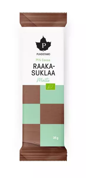 Puhdistamo Luomu Raakasuklaapatukka Minttu 36g - Urheiluravinteet ja -valmisteet - 6430039229853 - 1