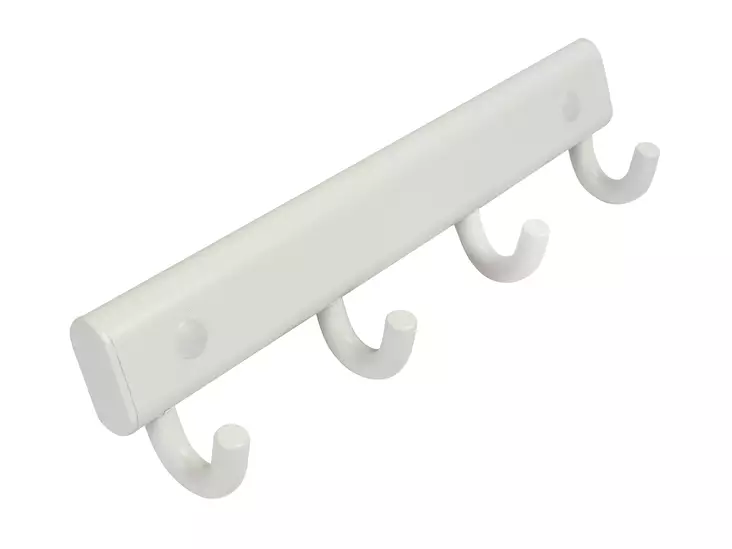 Pyyhenaulakko Pisla Jutta valkoinen 205x30 mm 4 koukkua - Koukut ja naulakot - 6414671067653 - 1