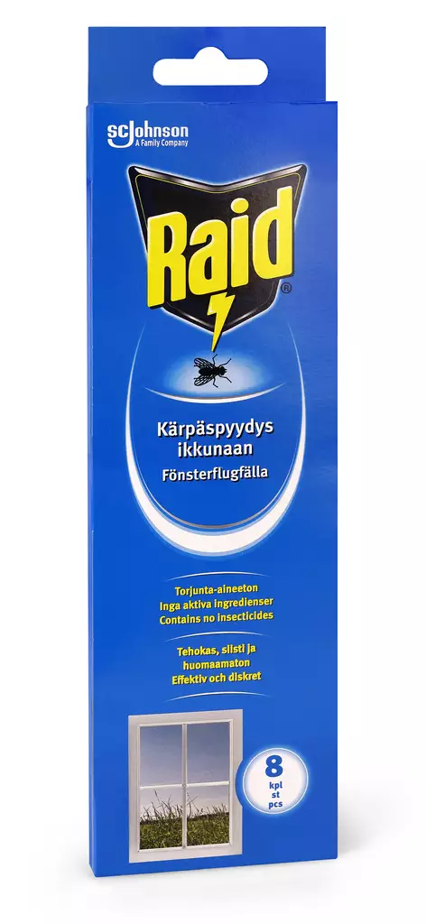 Raid kärpäspyydys ikkunaan 8kpl - Kodin tuholaiskarkoitteet - 7313740005383 - 1