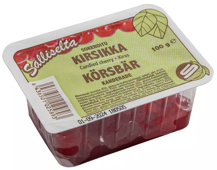 Sallinen Sokeroitu kirsikka 100g punaine - Muut leivontatuotteet - 6436501025893 - 1