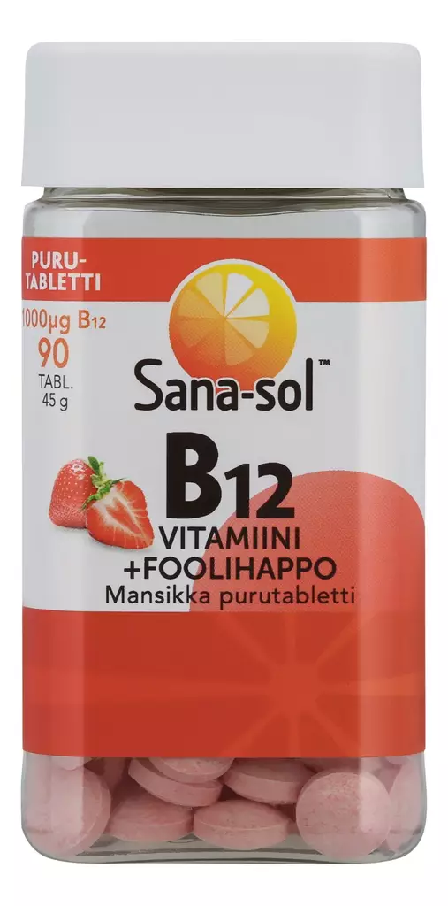 Sana-sol B12-vitamiini 1000µg+foolihappo - Vitamiinit ja mineraalit - 5702071505693 - 1