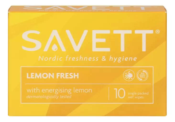 Savett Lemon Fresh kosteuspyyhe 10kpl - Desifiointi ja laastarit - 7310613094253 - 1