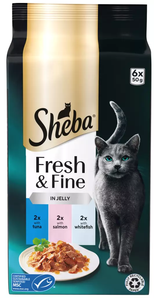 Sheba Fresh&Fine Kalalaj. hyyt. 6x50g - Kissan märkäruoat - 4770608266233 - 1