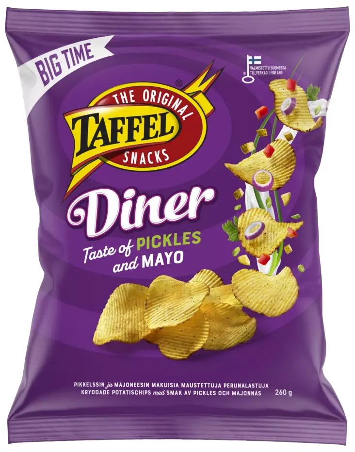 Taffel Diner pickles & mayo sipsi 260g - Sipsit, snacksit ja pähkinät - 6410380037703 - 1
