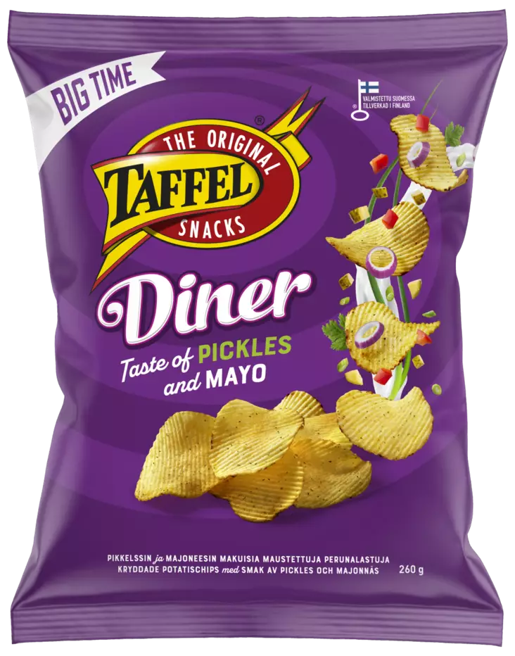 Taffel Diner pickles & mayo sipsi 260g - Sipsit, snacksit ja pähkinät - 6410380037703 - 1
