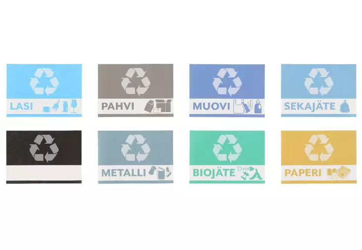 Tarmo jäteastiatarrat 8kpl/pkt - Kyltit, opasteet ja numerot - 6410416147383 - 10