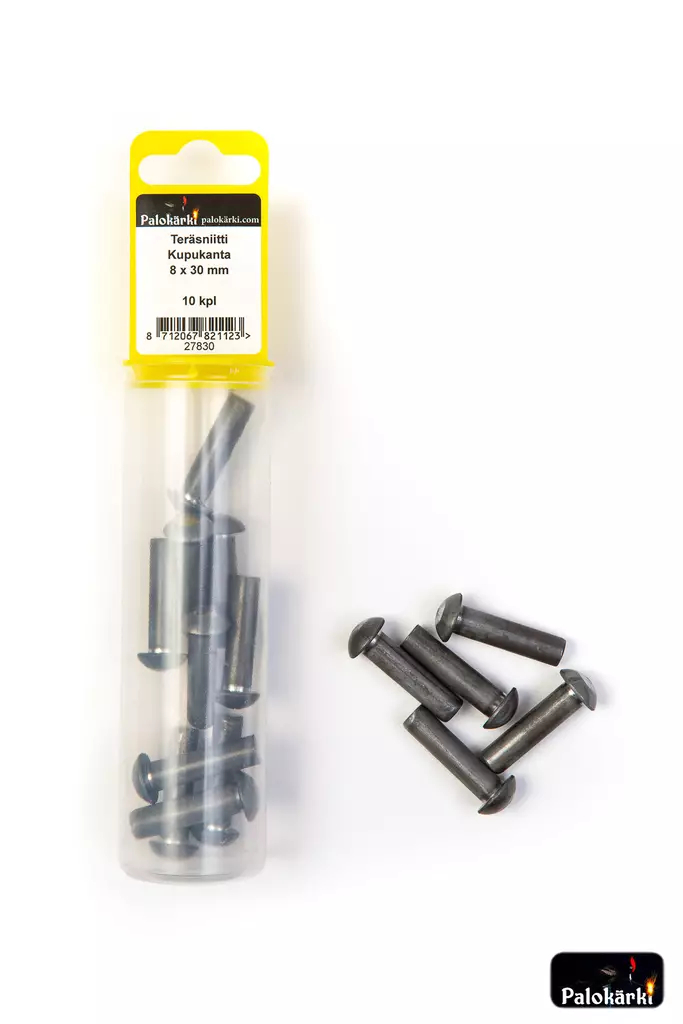Teräsniitti kupukanta 8x30mm 10kpl - Niitit ja hakaset - 8712067821123 - 1