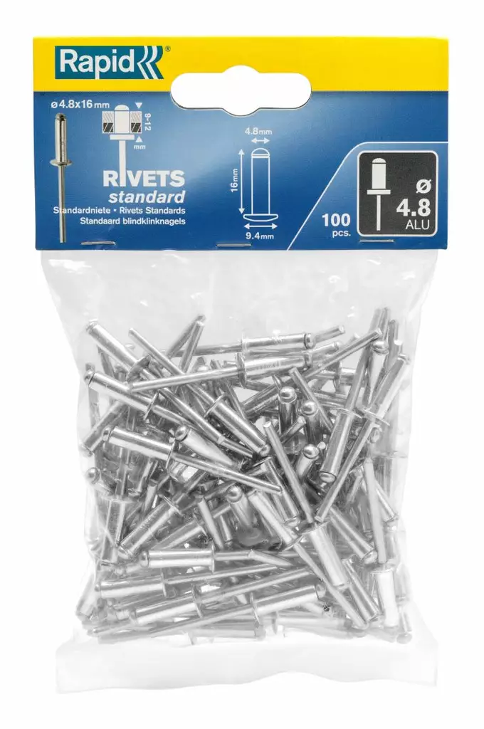 Vetoniitti rapid 4.8X16mm 100kpl/pss alu - Niitit ja hakaset - 4051661013423 - 1