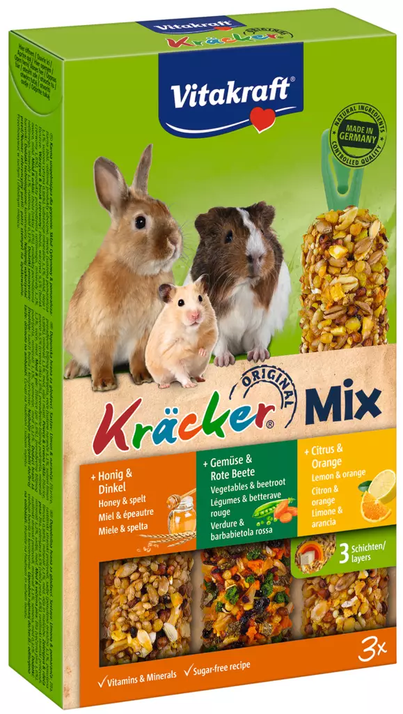 Vitakraft Jyrsijän Kräcker Trio-mix 168g - Linnunruoka - 4008239316363 - 1