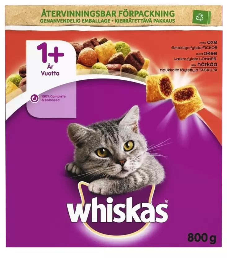 Whiskas 1+ härkää 800g - Kissan kuivaruoat - 5900951294013 - 1