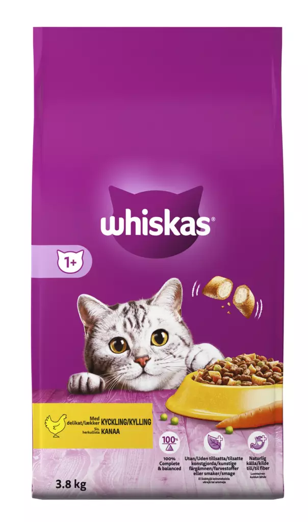Whiskas 1+ Kanaa 3,8kg - Kissan kuivaruoat - 5900951304323 - 1