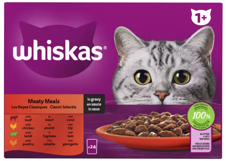 Whiskas 1+ Perinteiset Ateriat 24x85g - Kissan märkäruoat - 4008429155963 - 1