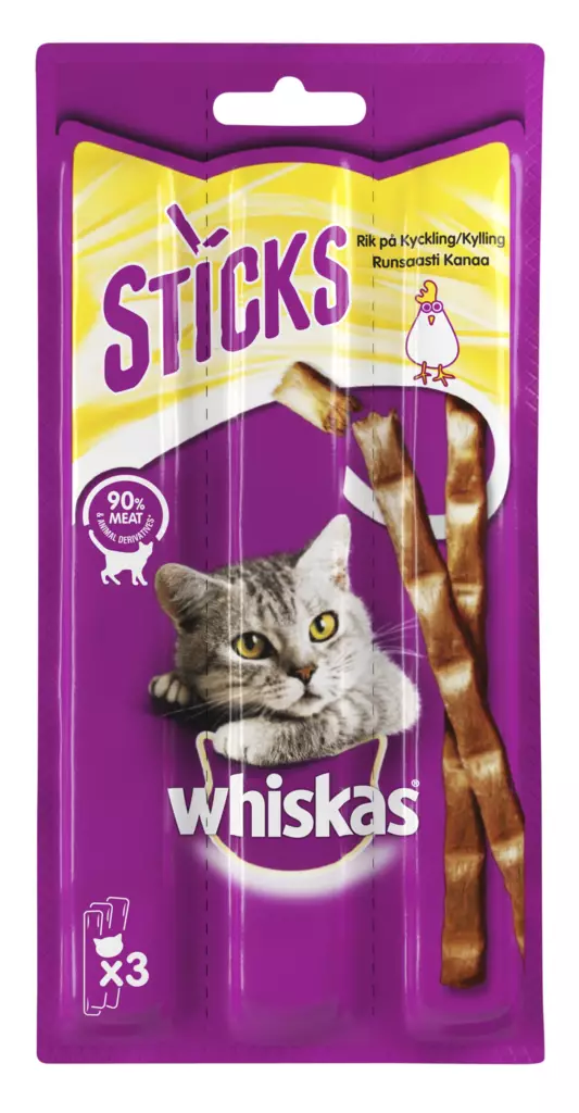 Whiskas Sticks kanaa 3x6g - Kissan herkut - 4008429046483 - 1