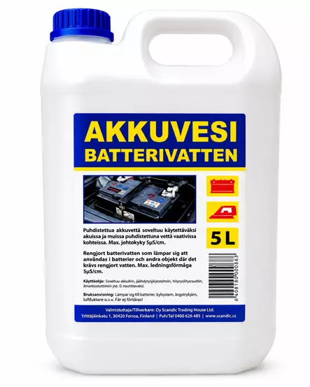 Akkuvesi 5L - Lisäaineet - 4743042000664 - 1