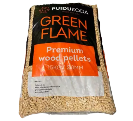 Green flame pelletti 15kg 8mm - Pelletit, briketit ja polttopuut - 4742587000054 - 1