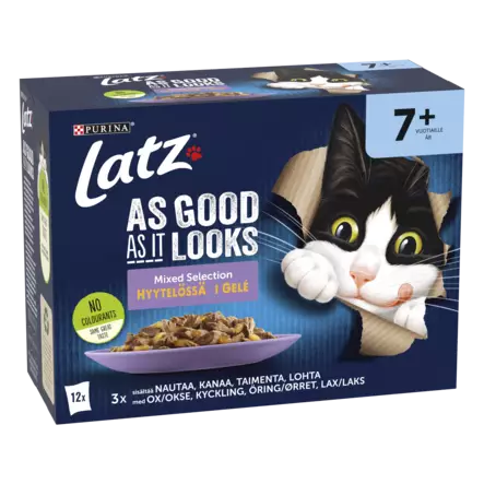 Latz Agail Senior mix 12X85G hyytelössä - Kissan märkäruoat - 8445290599094 - 1