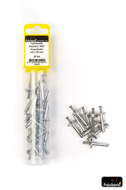 Lyöntiniitti al/rst kupu 4,8X25mm 20kpl - Niitit ja hakaset - 8712067821024 - 1