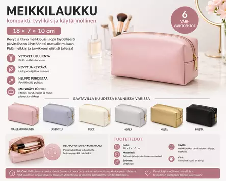 Meikkilaukku 18x10cm - Toiletti- ja meikkilaukut - 6438506011284 - 2