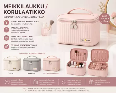Meikkilaukku 21x13x12cm - Toiletti- ja meikkilaukut - 6438506011314 - 2