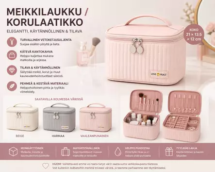 Meikkilaukku 21x13x12cm - Toiletti- ja meikkilaukut - 6438506011314 - 2