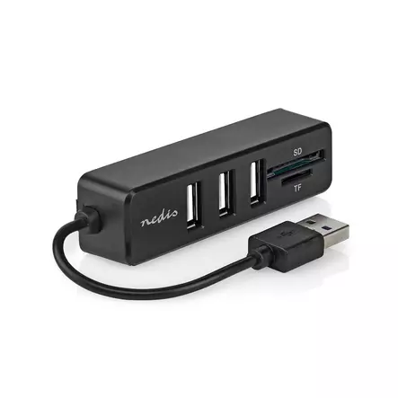 Nedis USB-keskitin 3xUSB-A kortinlukija - Muut tietokonetarvikkeet - 5412810415724 - 2