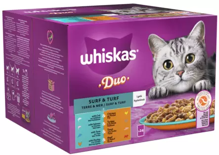 Whiskas 1+ Duo Surf&Turf hyyt. 24x85g - Kissan märkäruoat - 4008429156014 - 2