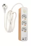 Airam Bene 3-os 2xUSB 1,5m jatkojohto kytkimellä - Jatkojohdot - 6435200259394 - 1