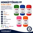 Monikäyttönaru PP 4mm 20m - Puhaltimet ja lämmittimet - 6438159247054 - 1