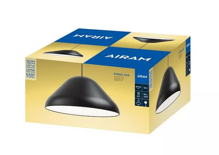 Airam enna 434 riippuvalaisin E27 musta - Kattovalaisimet - 6435200309914 - 1