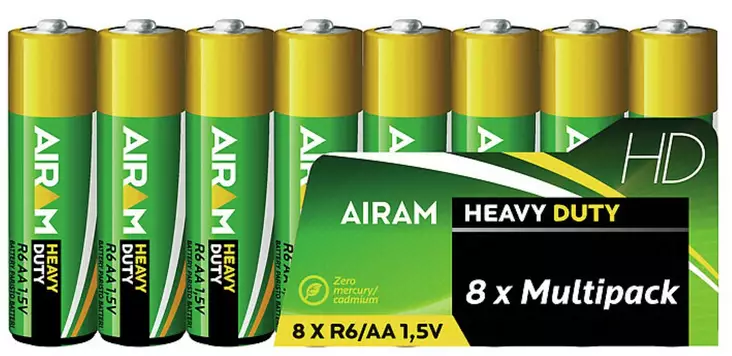 Airam HD paristo R6 AA 1,5V 8kpl/pkt - Sormiparistot - 6435200164124 - 1