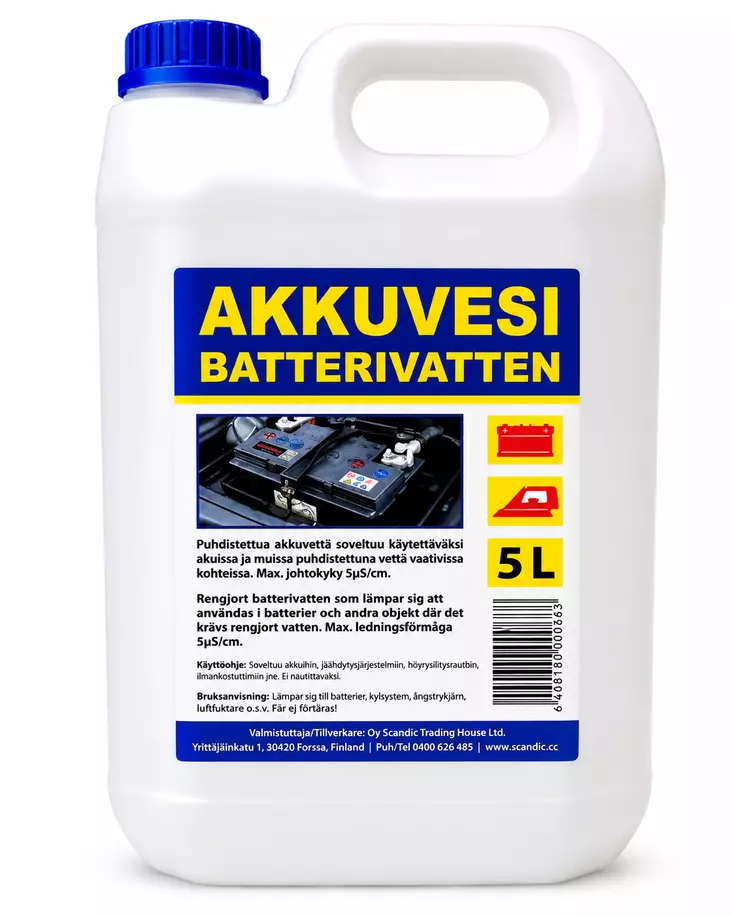 Akkuvesi 5L - Lisäaineet - 4743042000664 - 1