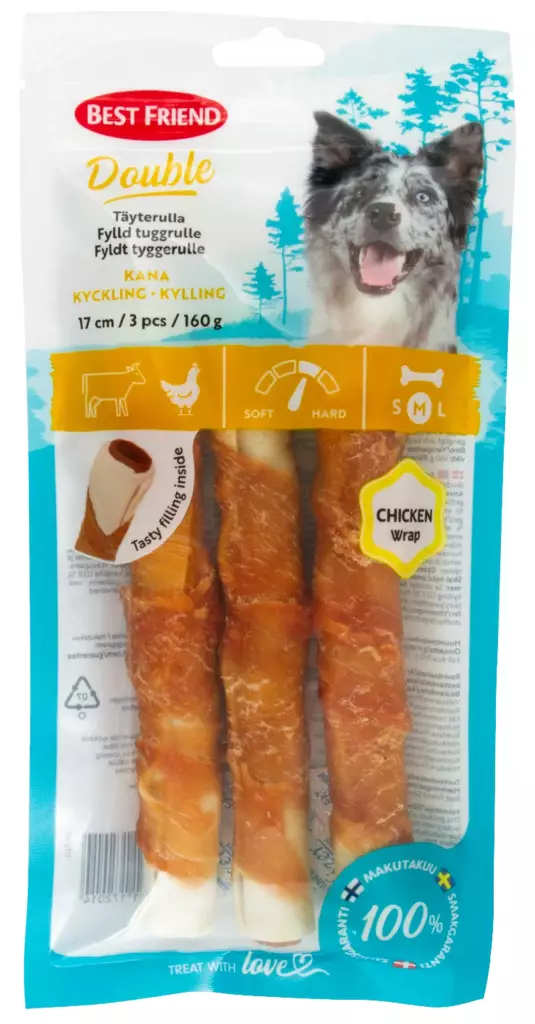 BF Double täyterulla kana 17cm 3kpl 160g - Koiran luut - 5700551172014 - 1
