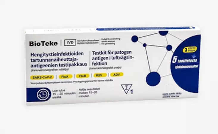 Bio Teke Covid+influ Pikatesti 5in1 - Desifiointi ja laastarit - 6430043108434 - 1